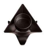 Small Decorative Black Metal Tea Light Candle Holders in Set of 3 - Rear View