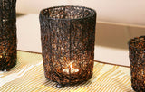 Wired Mesh Tealight Black Candle Holders - Set of 3 - Side View