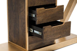 Contemporary Brass Wooden Z-Shaped Hallway Console Table with Drawers - Rear View
