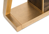 Contemporary Brass Wooden Z-Shaped Hallway Console Table with Drawers - Low Angle