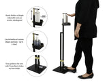 Lirash Touch Free Hand Sanitiser Dispenser Station Floor Stand Foot Operated - Gold Black - Front View