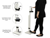 Lirash Touch Free Hand Sanitiser Dispenser Station Floor Stand Foot Operated - White Black - Front View