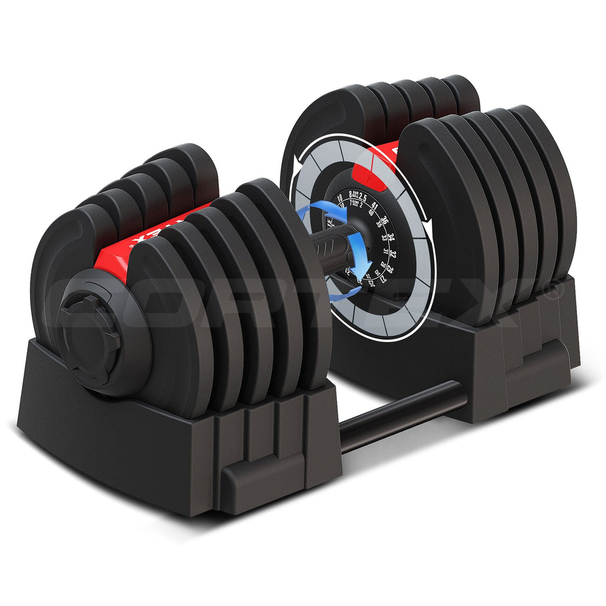 CORTEX Revolock V2 80kg Pair Set Adjustable Steel Dumbbell Barbell All-in-One