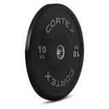 CORTEX 10kg Black Series V2 50mm Rubber Olympic Bumper Plate (Pair) - Front View