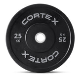 CORTEX 25kg Black Series V2 50mm Rubber Olympic Bumper Plate (Pair) - Side View