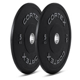 CORTEX 150kg Black Series V2 Rubber Olympic Bumper Plate Set 50mm - Front View