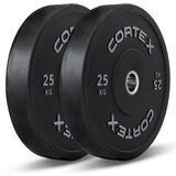 CORTEX 150kg Black Series V2 Rubber Olympic Bumper Plate Set 50mm - Rear View