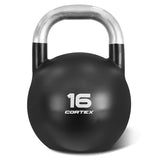 CORTEX 8kg to 32kg Commercial Steel Kettlebell V2 Package with Kettlebell Stand - Close-Up Angle