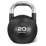 CORTEX 8kg to 32kg Commercial Steel Kettlebell V2 Package with Kettlebell Stand - Low Angle