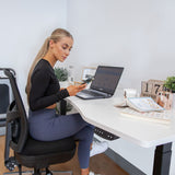 Lifespan Fitness ErgoDesk AUTO Series Automatic Standing Desk 180cm in White & Black - Close-Up Angle