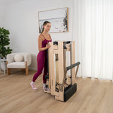 Lifespan Fitness Contour 2 Folding Wood Pilates Reformer Set - Top-Down View