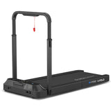 Lifespan Fitness V-FOLD Treadmill with ErgoDesk Automatic Standing Desk 1800mm in White/Black - Side View