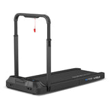 Lifespan Fitness V-FOLD Treadmill with ErgoDesk Automatic Standing Desk 1500mm in White/Black with Cable Management - Side View