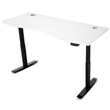 LSG Pacer M5 with Dual Motor Automatic Standing Desk 180cm in White/Black and Cable Management - Front View