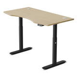 LSG Pacer M5 with Dual Motor Automatic Standing Desk 150cm in Oak/Black and Cable Management - Side View