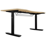 LSG Pacer M5 with Dual Motor Automatic Standing Desk 150cm in Oak/Black and Cable Management - Top-Down View
