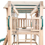 Lifespan Kids Kingston Cubby House with 2.2m Green Slide - Rear View