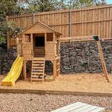 Lifespan Kids Kingston Cubby House with 2.2m Yellow Slide - Low Angle
