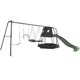 Lifespan Kids Pallas Play Tower with Metal Swing Set in Green Slide - Side View