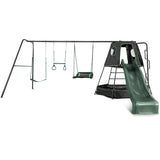 Lifespan Kids Pallas Play Tower with Metal Swing Set in Green Slide - Top-Down View