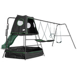 Lifespan Kids Pallas Play Tower with Metal Swing Set in Green Slide - 45-Degree Angle
