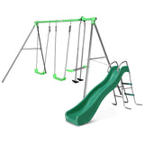 Lifespan Kids Hurley 2 Metal Swing Set with Slide - Front View