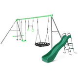Lifespan Kids Lynx 4 Station Swing Set with Slippery Slide - Front View