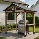 Yardtopia Oslo 2.4m x 1.8m BBQ/Grill Timber & Steel Gable Roof Gazebo - Rear View