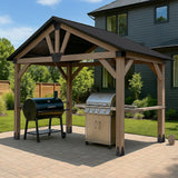 Yardtopia Oslo XL 3.6m x 2.4m BBQ/Grill Timber & Steel Gable Roof Gazebo - Low Angle