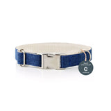 Natural Hemp & Cotton Dog Collar (Ink Blue) - Side View
