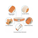 Natural Hemp & Cotton Dog Collar (Orange Burst) - 45-Degree Angle