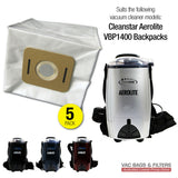 5 x  Vacuum Bags for Cleanstar Aerolite VBP1400 Backpacks - Side View