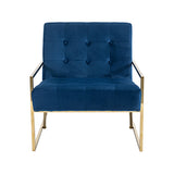 Carman Arm Chair Blue Velvet - Front View