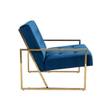 Carman Arm Chair Blue Velvet - Side View