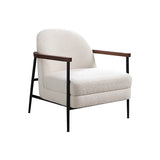Denmark Arm Chair Polyester Fabric Upholstery Wooden Structure Solid Foam Black Metal Legs - Front View