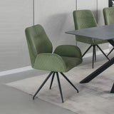 Dining Chair Linen Fabric Upholstered Seat Powder Coated Iron Legs - Top-Down View