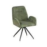 Dining Chair Linen Fabric Upholstered Seat Powder Coated Iron Legs - 45-Degree Angle