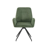 Dining Chair Linen Fabric Upholstered Seat Powder Coated Iron Legs - Rear View