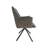 Dining Chair Green Linen Fabric Upholstered Seat Powder Coated Iron Legs - Top-Down View