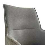 Dining Chair Green Linen Fabric Upholstered Seat Powder Coated Iron Legs - 45-Degree Angle