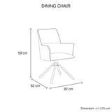 Dining Chair Green Linen Fabric Upholstered Seat Powder Coated Iron Legs - Rear View