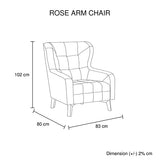 Armchair High back Lounge Accent Chair Designer Printed Fabric with Wooden Leg - Front View