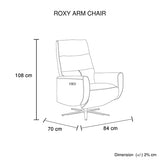 Arm Chair Power Recliner 360 Degree Swiveling Cow Leather USB Charger Metal Legs - Rear View