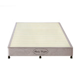 Mattress Base Ensemble King Size Solid Wooden Slat in Beige with Removable Cover - Front View