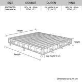Mattress Base Ensemble King Size Solid Wooden Slat in Charcoal with Removable Cover - 45-Degree Angle