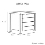 4 Pieces Bedroom Suite Natural Wood Like MDF Structure Double Size Oak Colour Bed, Bedside Table & Dresser