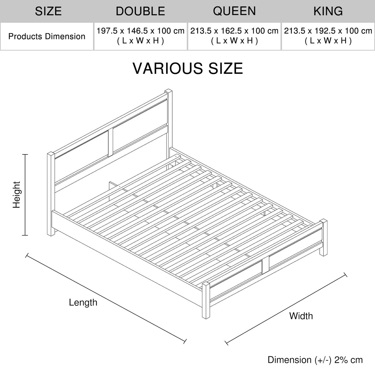 4 Pieces Bedroom Suite Natural Wood Like MDF Structure Queen Size Oak Colour Bed, Bedside Table & Dr