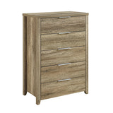4 Pieces Bedroom Suite Natural Wood Like MDF Structure Queen Size Oak Colour Bed, Bedside Table & Tallboy - Close-Up Angle