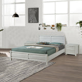 4 Pieces Bedroom Suite Natural Wood Like MDF Structure Queen Size White Ash Colour Bed, Bedside Table & Tallboy - Front View