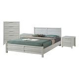 4 Pieces Bedroom Suite Natural Wood Like MDF Structure Queen Size White Ash Colour Bed, Bedside Table & Tallboy